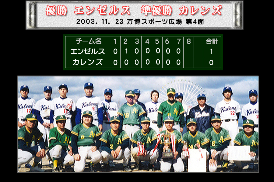 第49回決勝戦 大阪北リーグ野球大会 優勝・エンゼルス