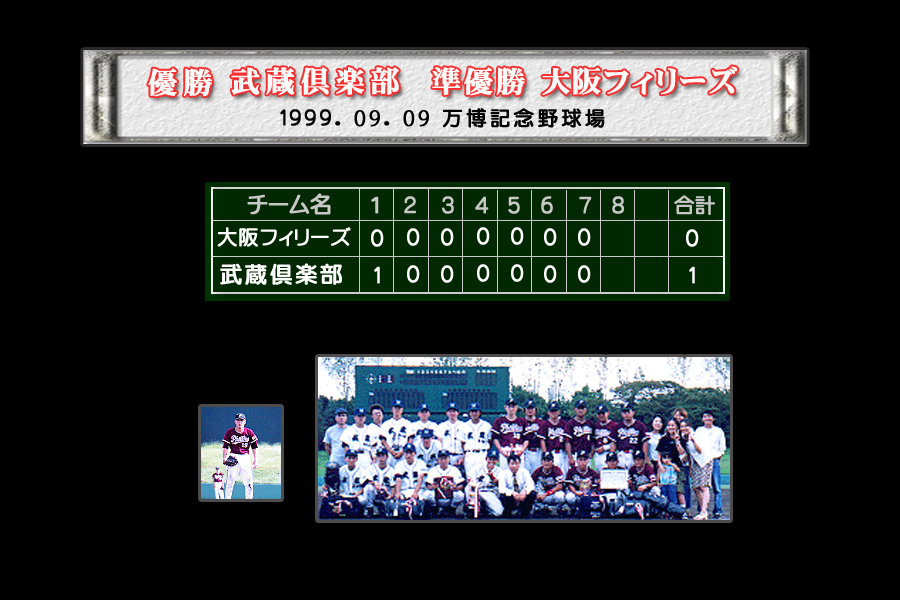 第40回決勝戦 大阪北リーグ野球大会 優勝・武蔵倶楽部
