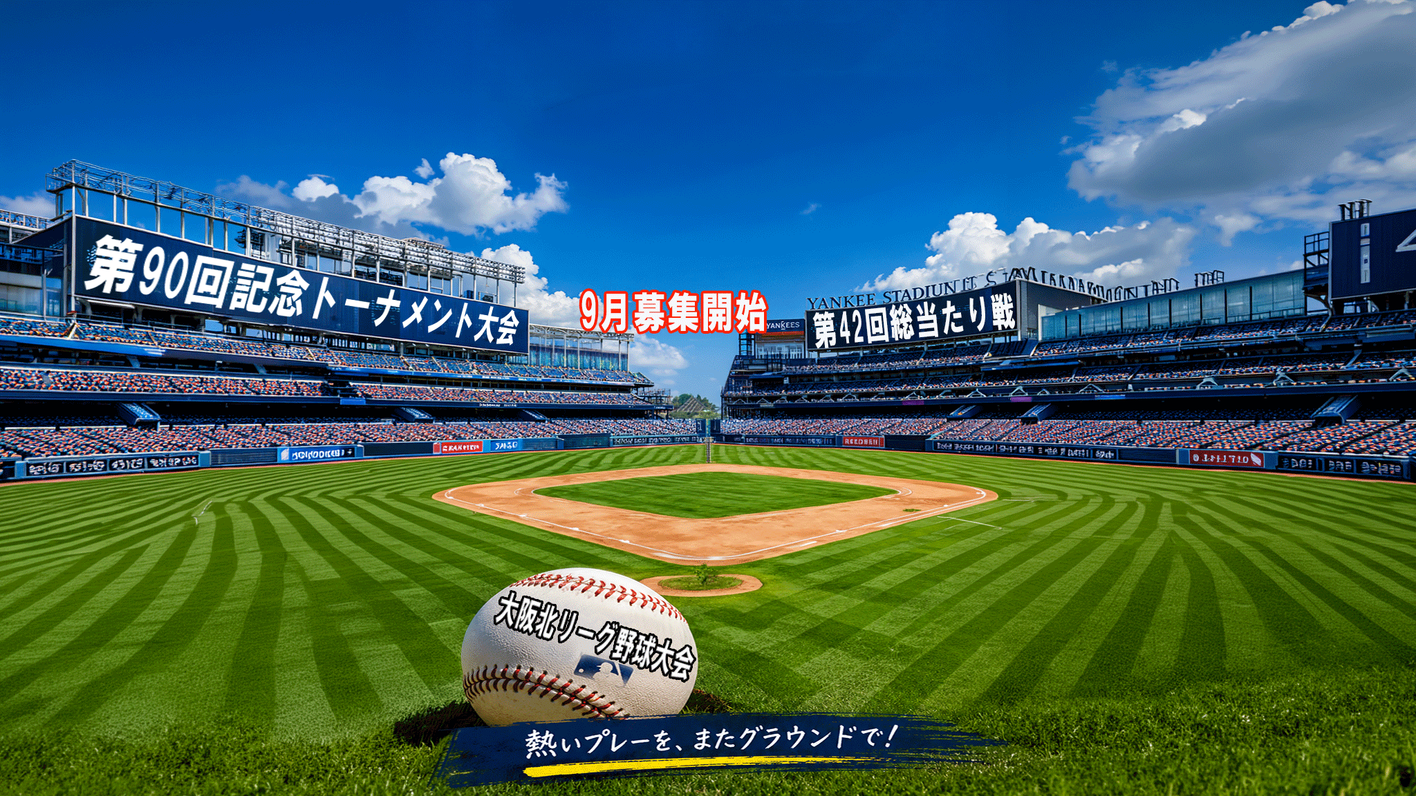 大阪北リーグ野球大会・9月より募集開始